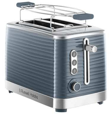 Russell Hobbs Inspire 2-slice toaster in grey with high-quality glossy finish (extra-wide toasting slots, including bun warmer, 6 browning levels + defrost & reheat function) 24373-56 on sale